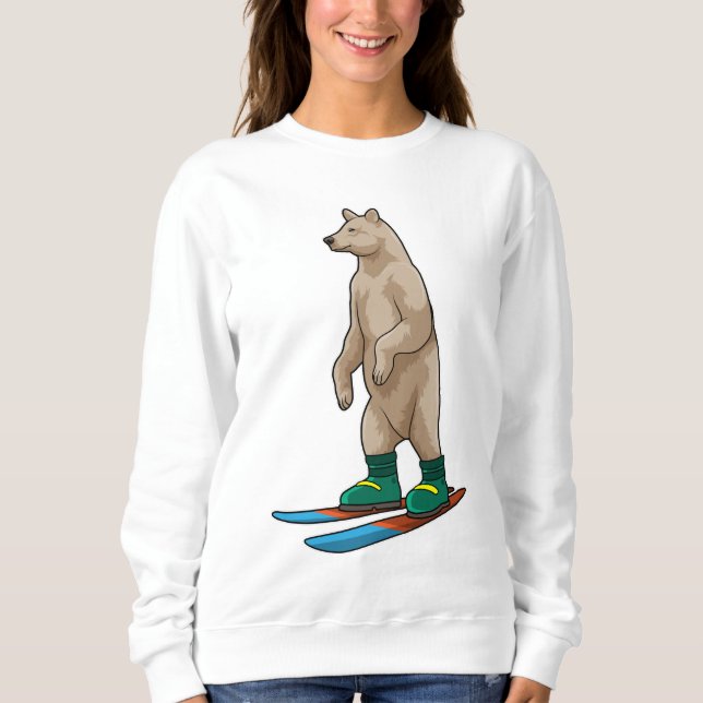 Sweatshirt Ours comme skieur avec ski (Devant)