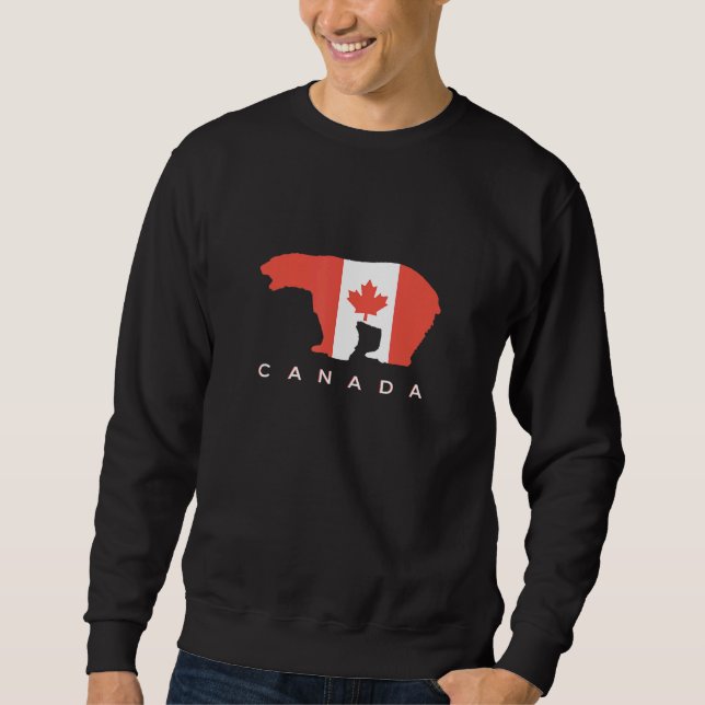Sweatshirt Ours de glace Canada Pays Drapeau canadien Feuille (Devant)