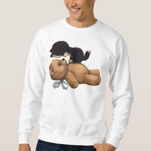 Sweatshirt Ours de nounours mignon et chat noir (Devant)