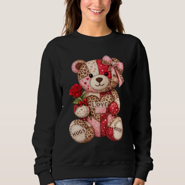 Sweatshirt Ours en patchwork pour la Saint-Valentin — Léopard (Devant)