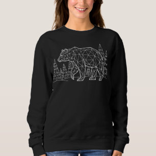 Sweatshirt Ours géométrique blanc Forêt de pins
