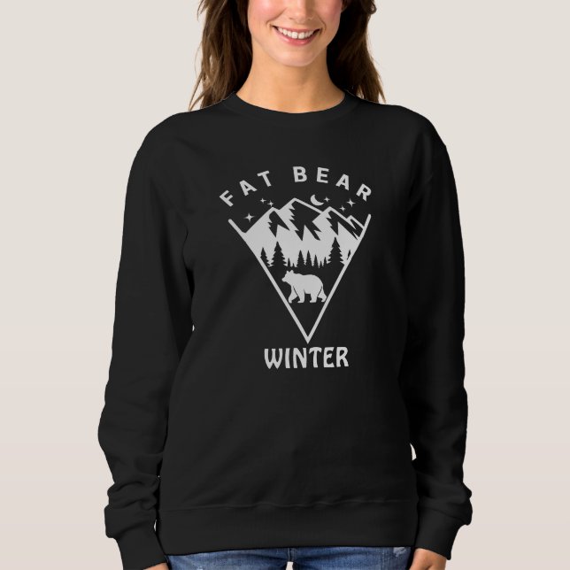 Sweatshirt Ours gras hiver & Montagnes, Forêt, Drôle (Devant)