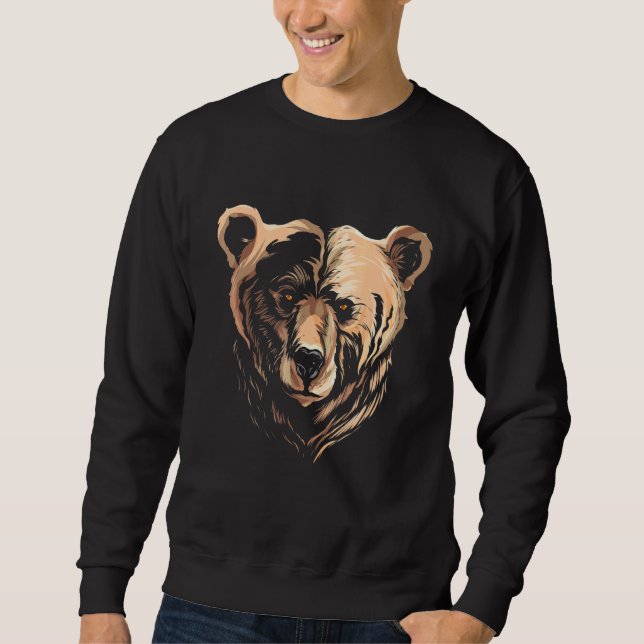 Sweatshirt Ours Grizzli Visage Visant La Tête (Devant)