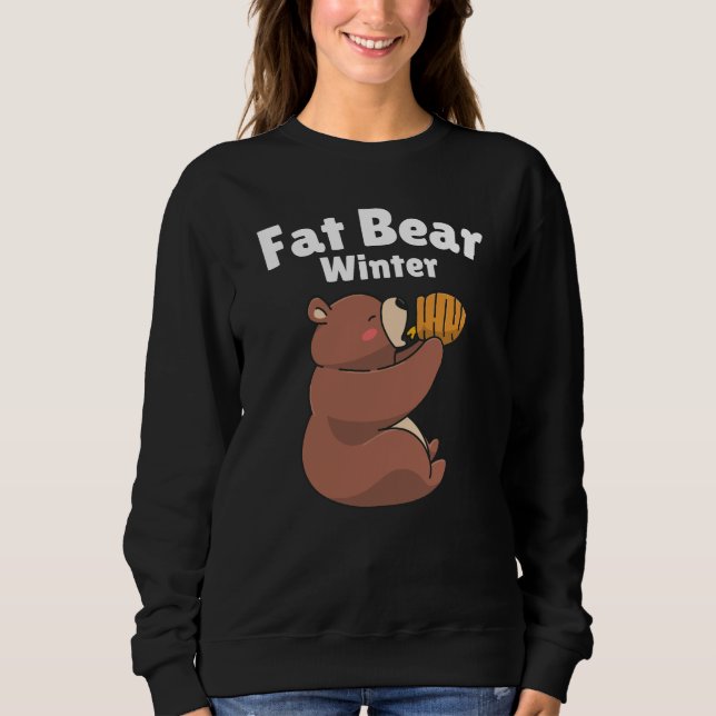Sweatshirt Ours Gros Hiver, Ours Mangeant, Drôle (Devant)