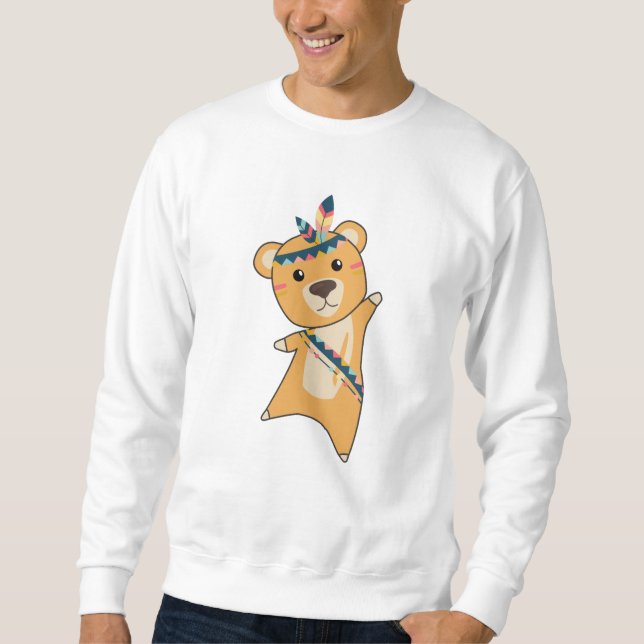 Sweatshirt Ours Jaune Indien Fashant Teddy Plumes mignonnes (Devant)