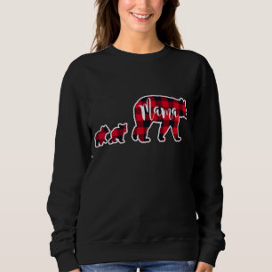 Sweatshirt Ours Mama Avec 2 Cubes Rouge Noir Buffalo Check