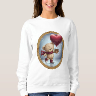 Sweatshirt Ours mignon tenant un ballon en forme de cœur dans
