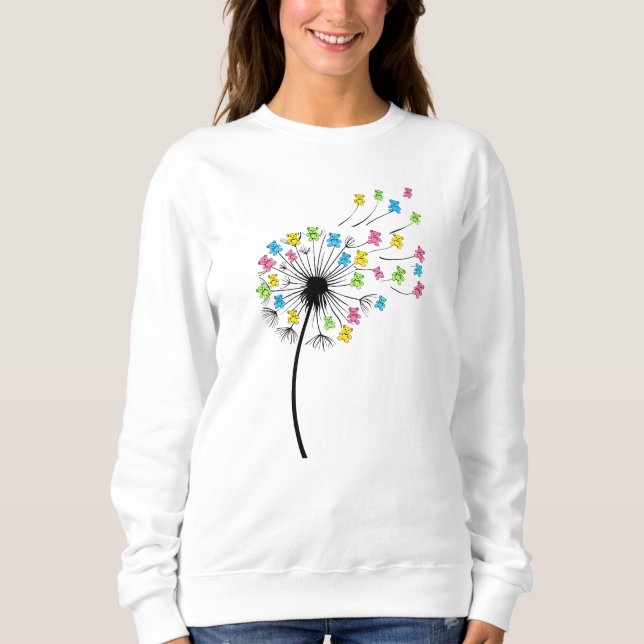 Sweatshirt Ours mignons volants flux de pissenlit (Devant)