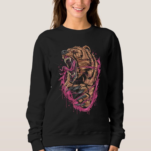 Sweatshirt Ours    Ours en colère Ours féroce Grizzly (Devant)