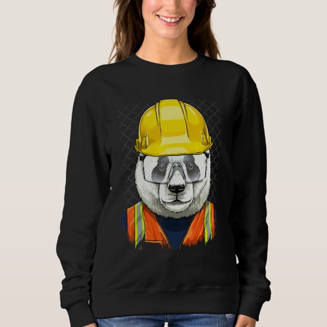 Sweatshirt Ours Panda Géant Ouvrier de Construction Panda (Devant)