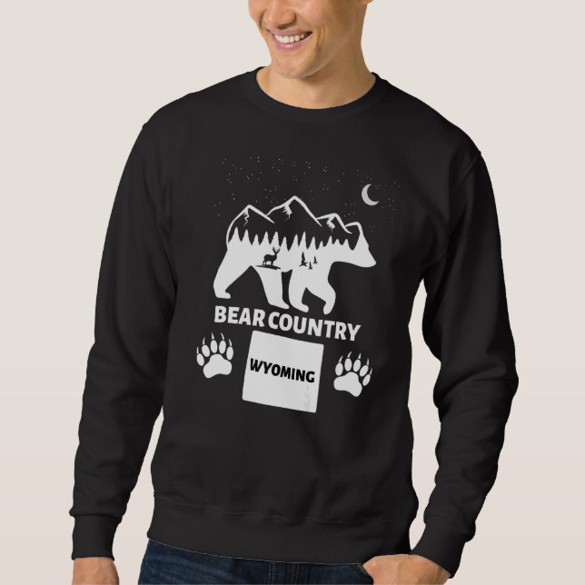 Sweatshirt Ours Pays Wyoming Grizzly Ours Avec Deer Mounta (Devant)