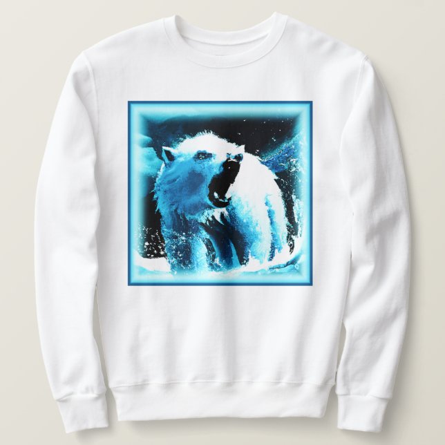 Sweatshirt "Ours Polaire En Colère" Belle Peinture. Commandez (Design devant)