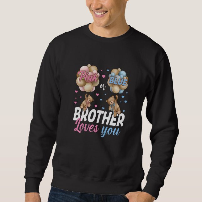 Sweatshirt Ours Rose Ou Bleu Frère Vous Aime Genre Révéler (Devant)