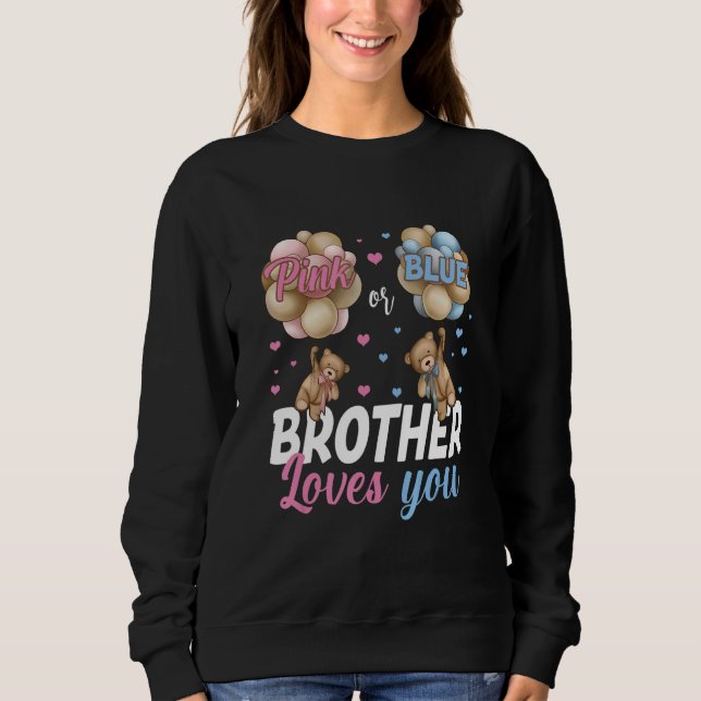 Sweatshirt Ours Rose Ou Bleu Frère Vous Aime Genre Révéler (Devant)