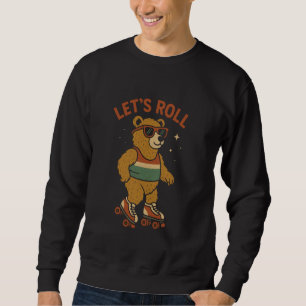Sweatshirt Ours sur Roller Skates Roll Retro Comic Book