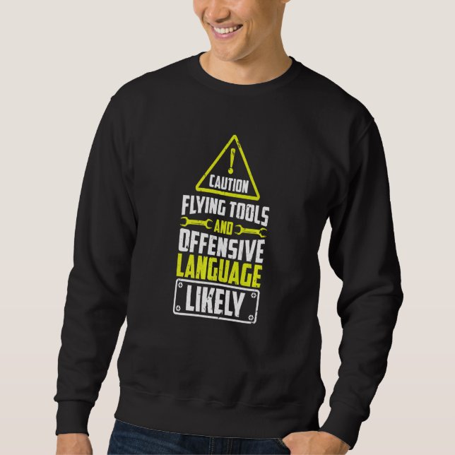 Sweatshirt Outils et langue de vol de prudence d'aéronef dies (Devant)