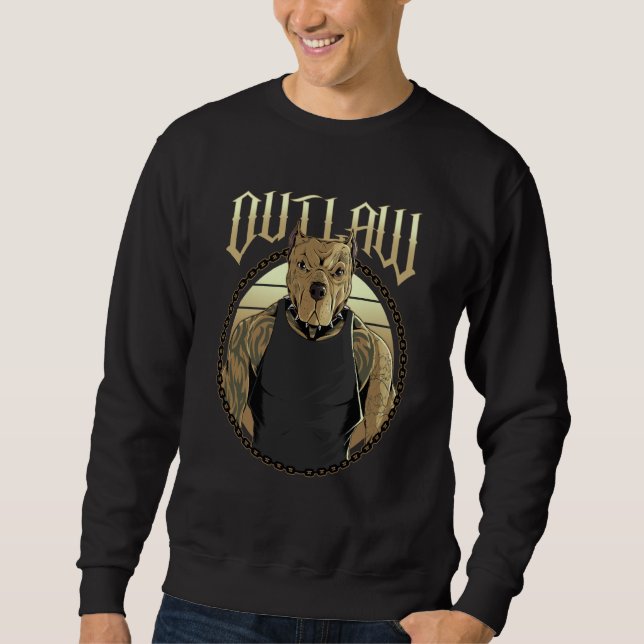 Sweatshirt Outlaw American Pit Bull Terrier Tattooed Dog Pitb (Devant)