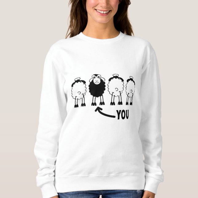 Sweatshirt Ovins, ovins blancs ou noirs de la famille  (Devant)