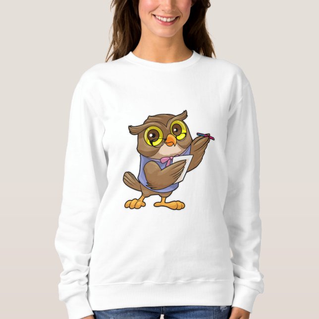 Sweatshirt Owl comme secrétaire avec stylo et note (Devant)