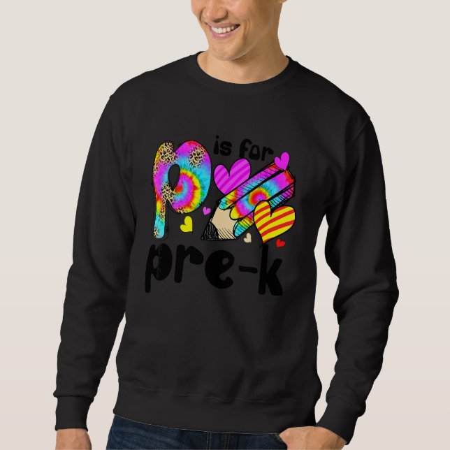 Sweatshirt P Est Pour Pré K Tie Dye Pomme Enseignant Élève Do (Devant)