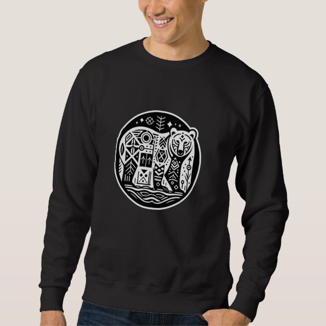 Sweatshirt Pacific Northwest Native American Style Gri (Devant)