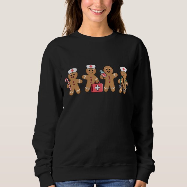 Sweatshirt Pain d'épices de Noël Cadeaux de l'équipe d'infirm (Devant)