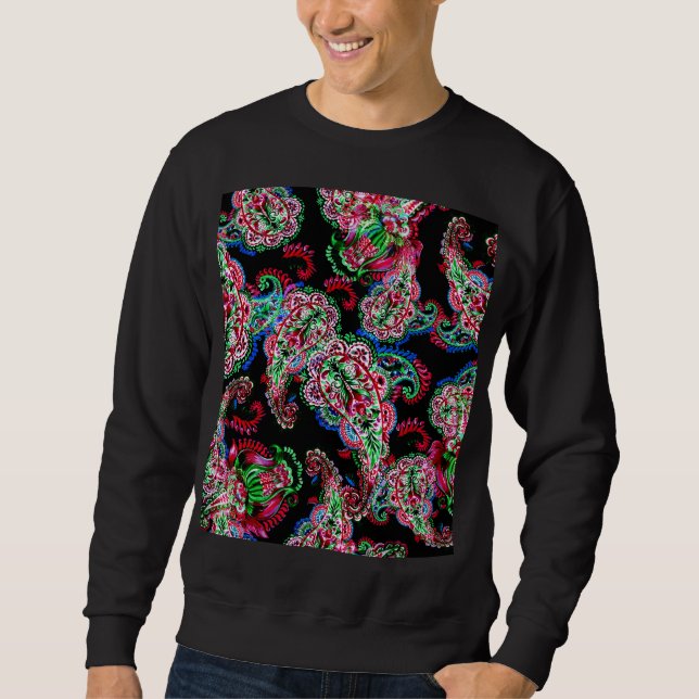 Sweatshirt Paisley Floral Pattern, Ethnic Arrière - plan. (Devant)