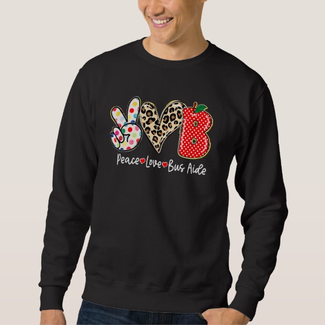Sweatshirt Paix Amour Bus Aide  Retour à l'école  1 (Devant)