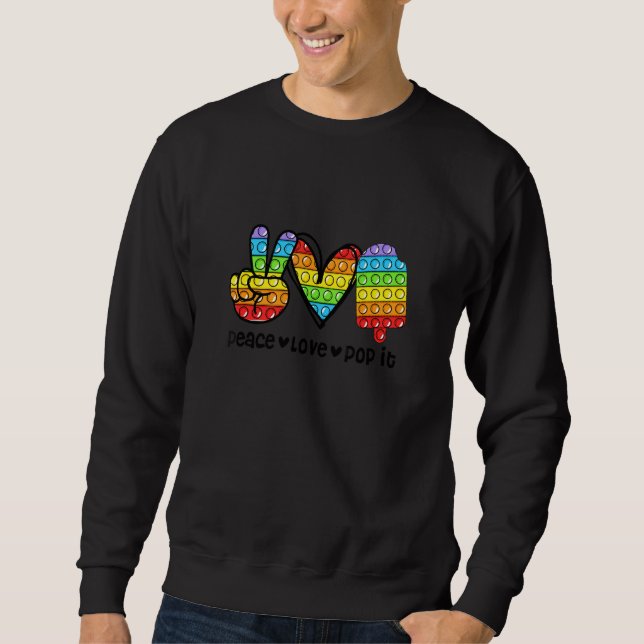 Sweatshirt Paix Amour Pop It Arc-en-ciel Pousser Fidget Crème (Devant)