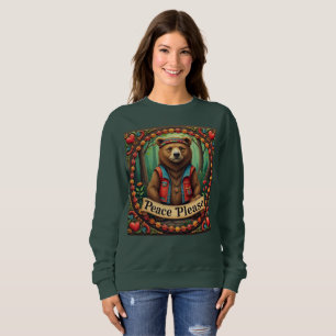 Sweatshirt Paix S'il vous plaît Joli ours brun
