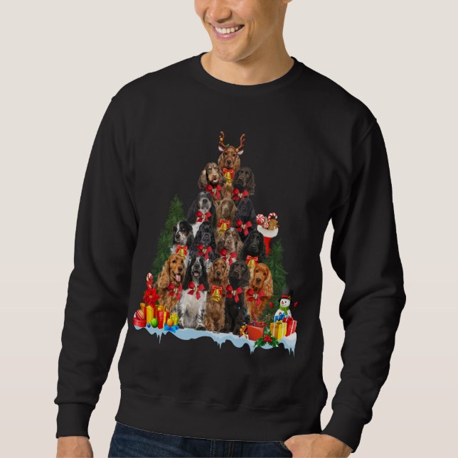 Sweatshirt Pajama de Noël Anglais Cocker Espagnol Xmas Tree (Devant)