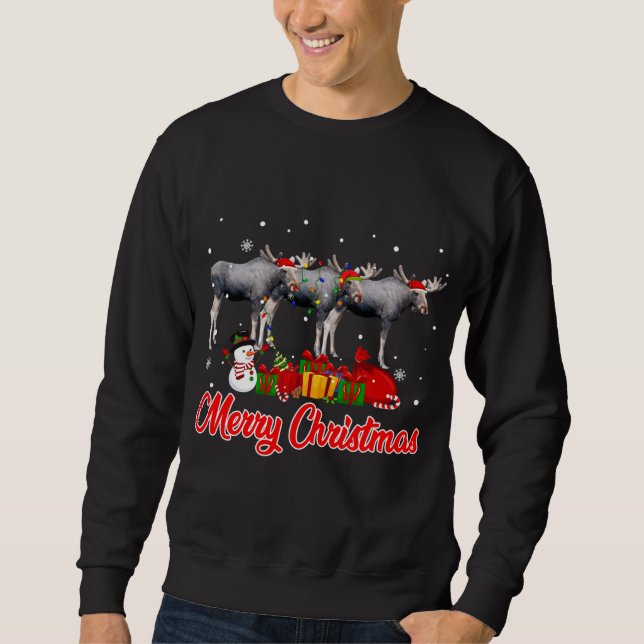 Sweatshirt Pajama de Noël d'orignal Funny Feux de Noël Animau (Devant)