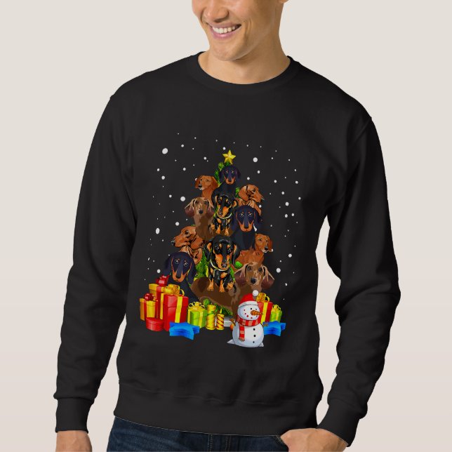 Sweatshirt Pajamas amusants de Noël Dachshund Tree (Devant)