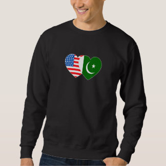Sweatshirt Pakistan&USA Flag Twin Heart for Pakistani America