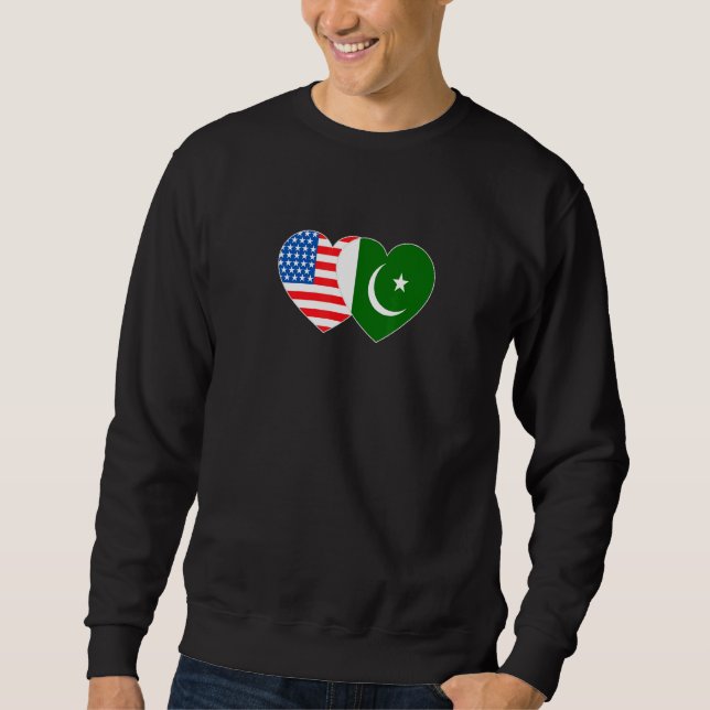 Sweatshirt Pakistan&USA Flag Twin Heart for Pakistani America (Devant)