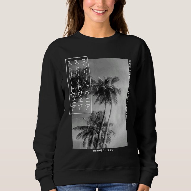 Sweatshirt Palm Tree Japanese Streetwear Aesthetic Graphic (Devant)