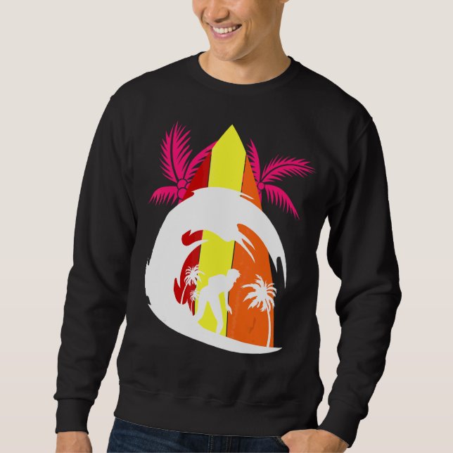 Sweatshirt Palm Trees Ocean Surfer Sport Vagues Surf (Devant)