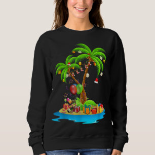 Sweatshirt Palmier de Noël Lumières de noix de coco tropicale