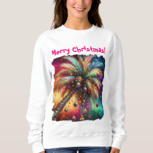 Sweatshirt Palmier de Noël Whimsical Tropical Beach Vivid