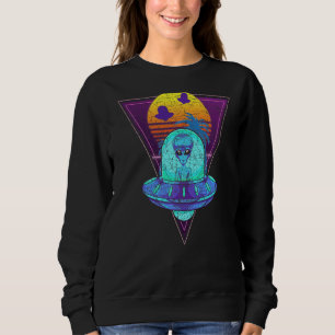 Sweatshirt Palmiers couchers de soleil Vaporwave Ufo Alien d'