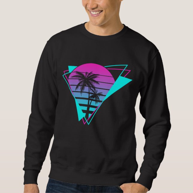 Sweatshirt Palmiers géométriques Rétro esthétiques Vaporwave (Devant)