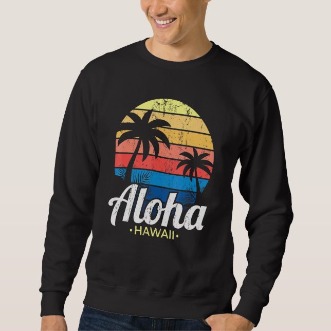 Sweatshirt Palmiers tropicaux d'été hawaïen Aloha H (Devant)