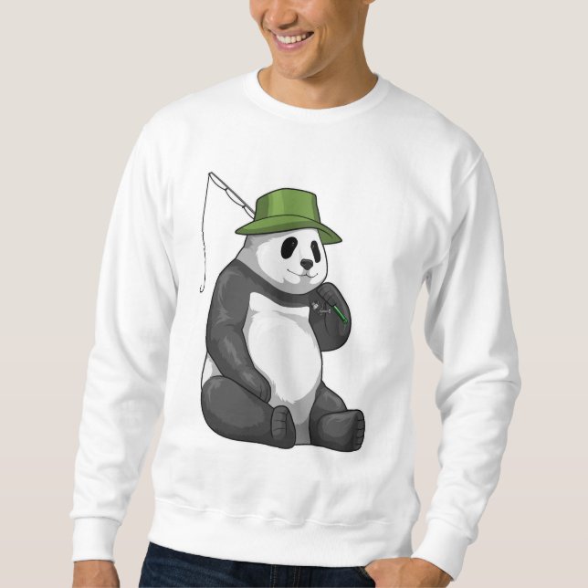 Sweatshirt Panda à la pêche avec canne à pêche (Devant)