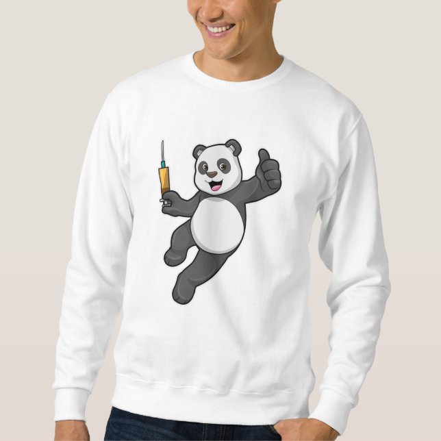 Sweatshirt Panda à la vaccination avec seringue (Devant)