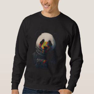 Sweatshirt Panda astronaute avec éclaboussure de peinture néo