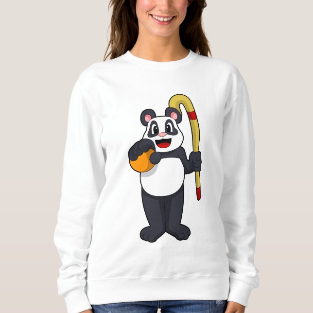 Sweatshirt Panda at hockey with hockey bat (Devant)