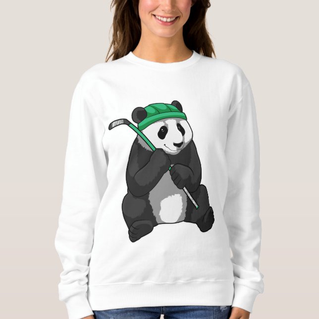 Sweatshirt Panda au hockey sur glace avec bâton de hockey sur (Devant)