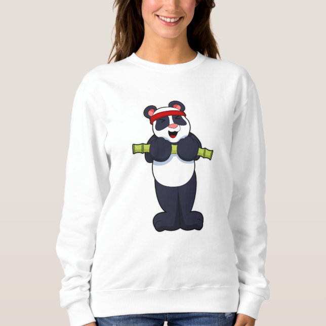 Sweatshirt Panda au travail avec le poids du bambou (Devant)
