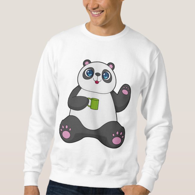 Sweatshirt Panda avec tasse de café (Devant)