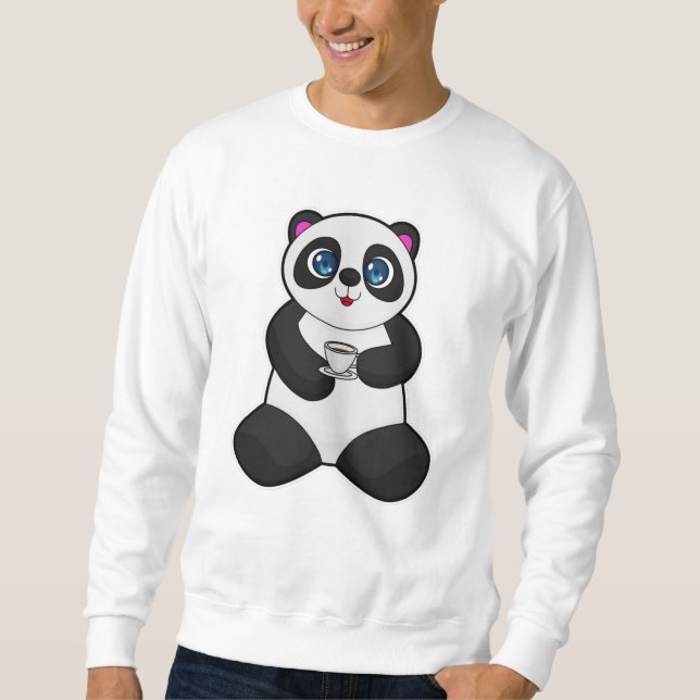 Sweatshirt Panda avec tasse de café (Devant)